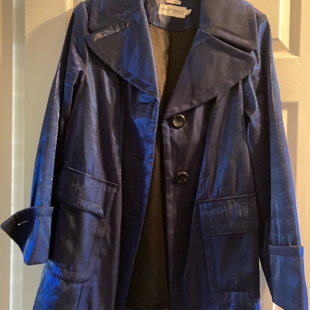 Royal blue ladies rain coat